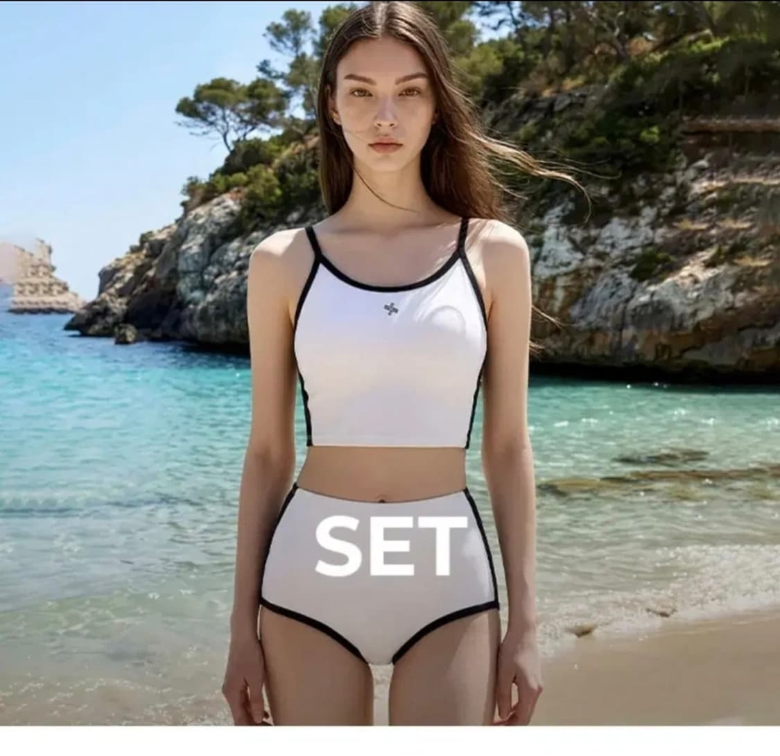 젝시믹스 배색 투피스 수영복 세트 상품이미지1