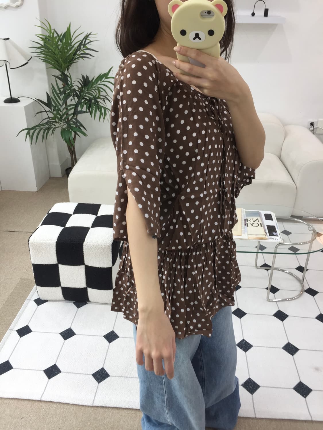 도트 브라운 블라우스 상품이미지10