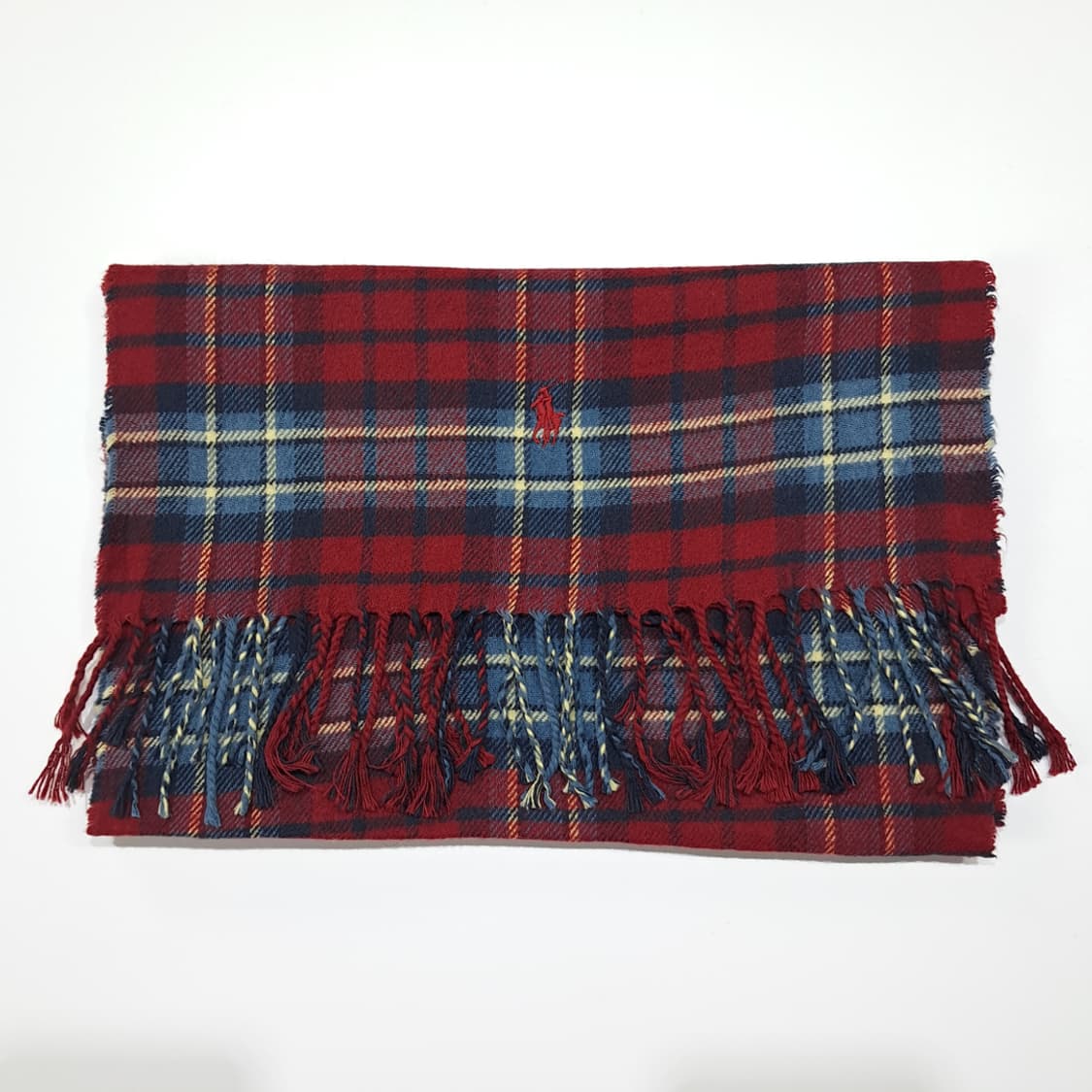 MX528 폴로 90s 프랑스판 코튼 타탄 레드 머플러 목도리 상품이미지7