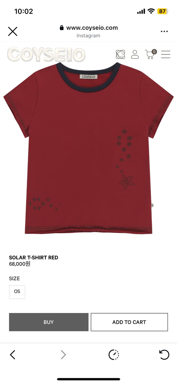 코이세이오 SOLAR T-SHIRT RED 상품이미지2