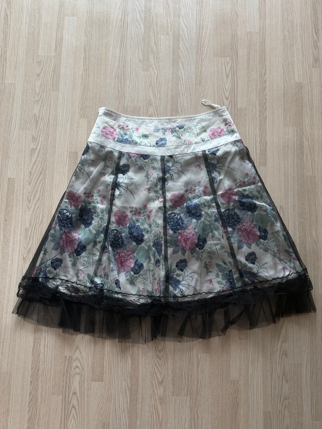 France vintage floral sheer midi skirt 상품이미지1