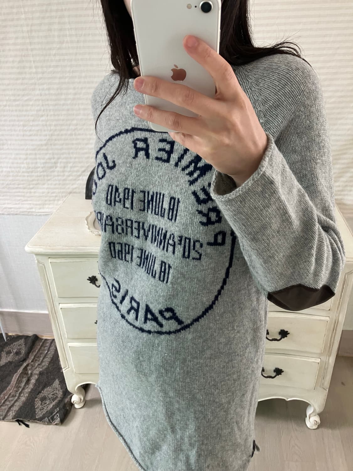 jpn vintage 차콜 네이비 레터링 니트 y2k 스트릿 갸루 펑키 상품이미지3