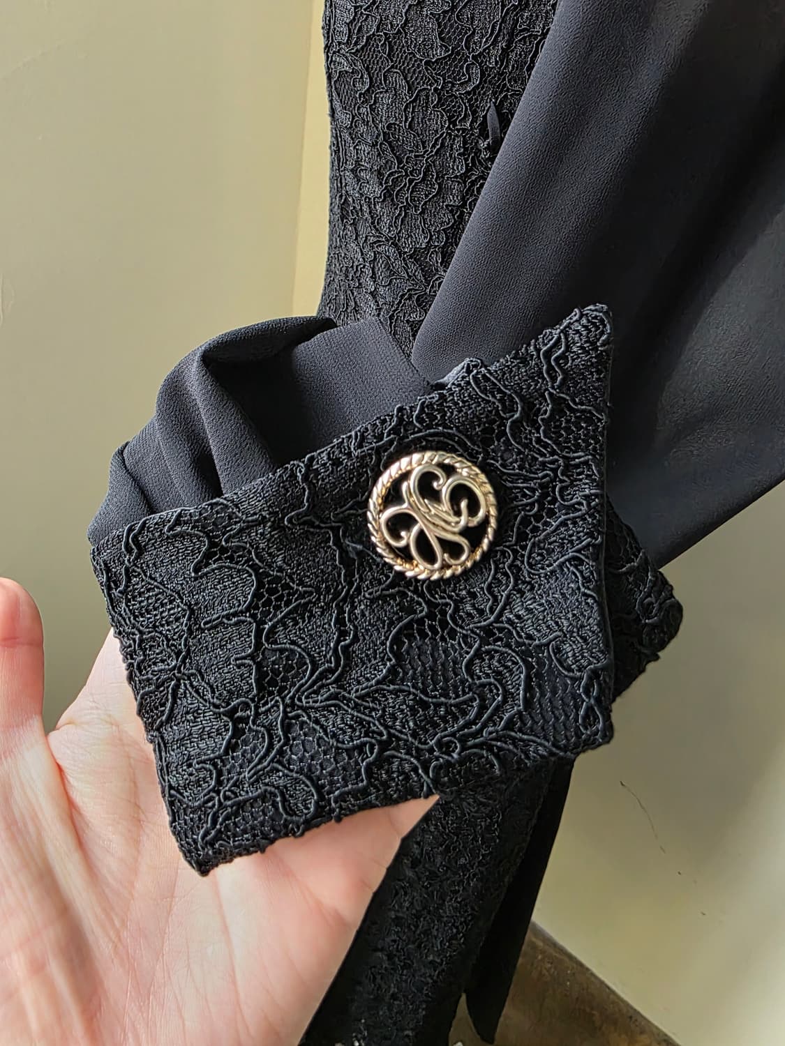 블랙 레이스 아일렛 포인트 롱 드레스 원피스 상품이미지6