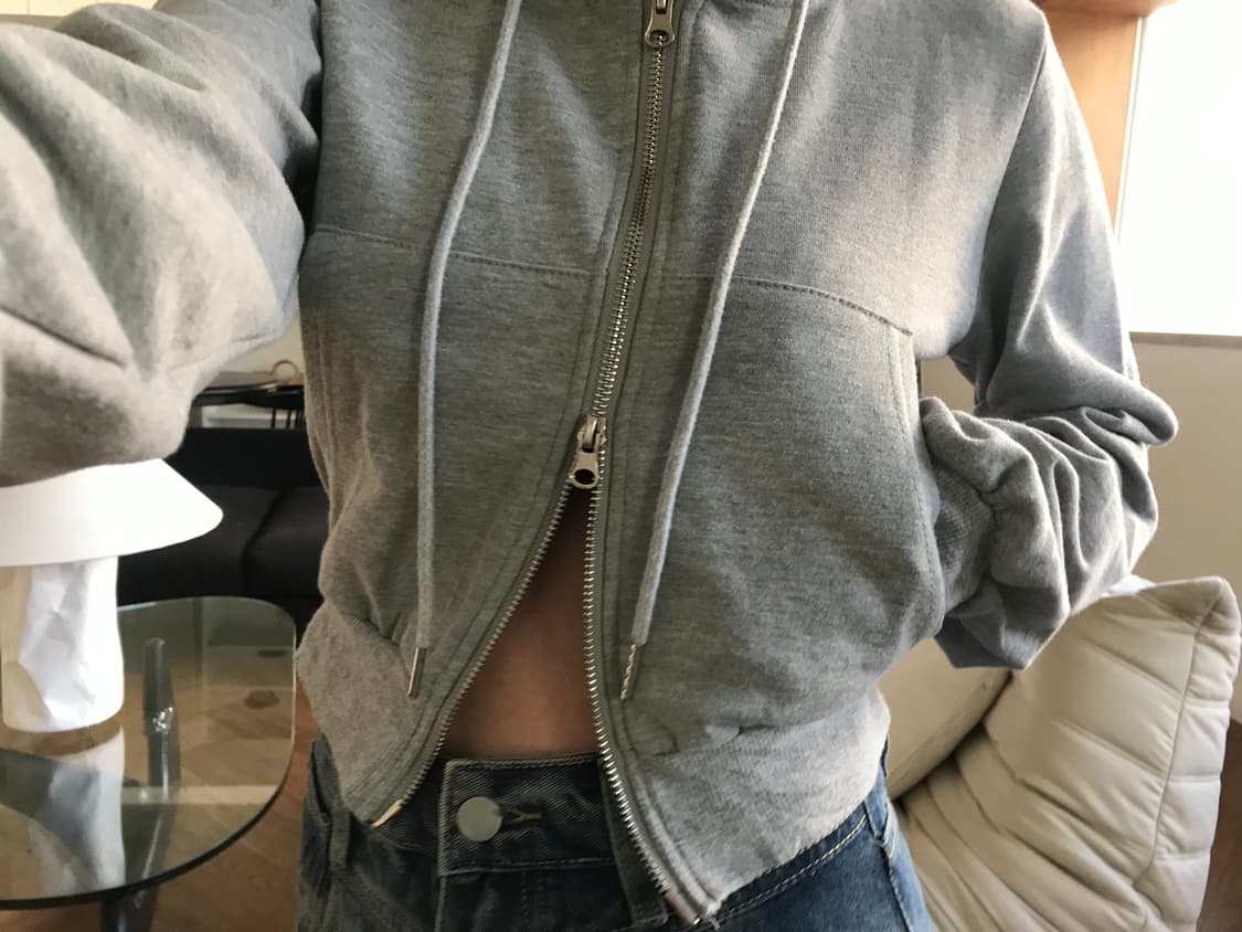 vintage grey crop hood-zip up 상품이미지4