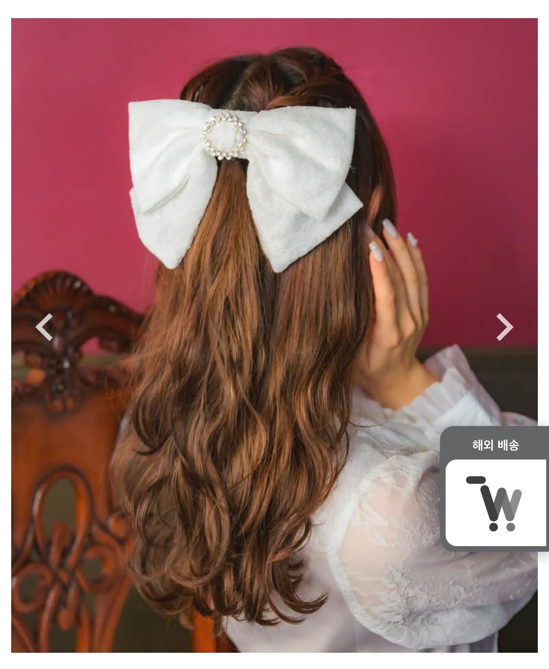 Rojita 로지타 화이트 비쥬 빅 리본 쟈가드 헤어핀 상품이미지1