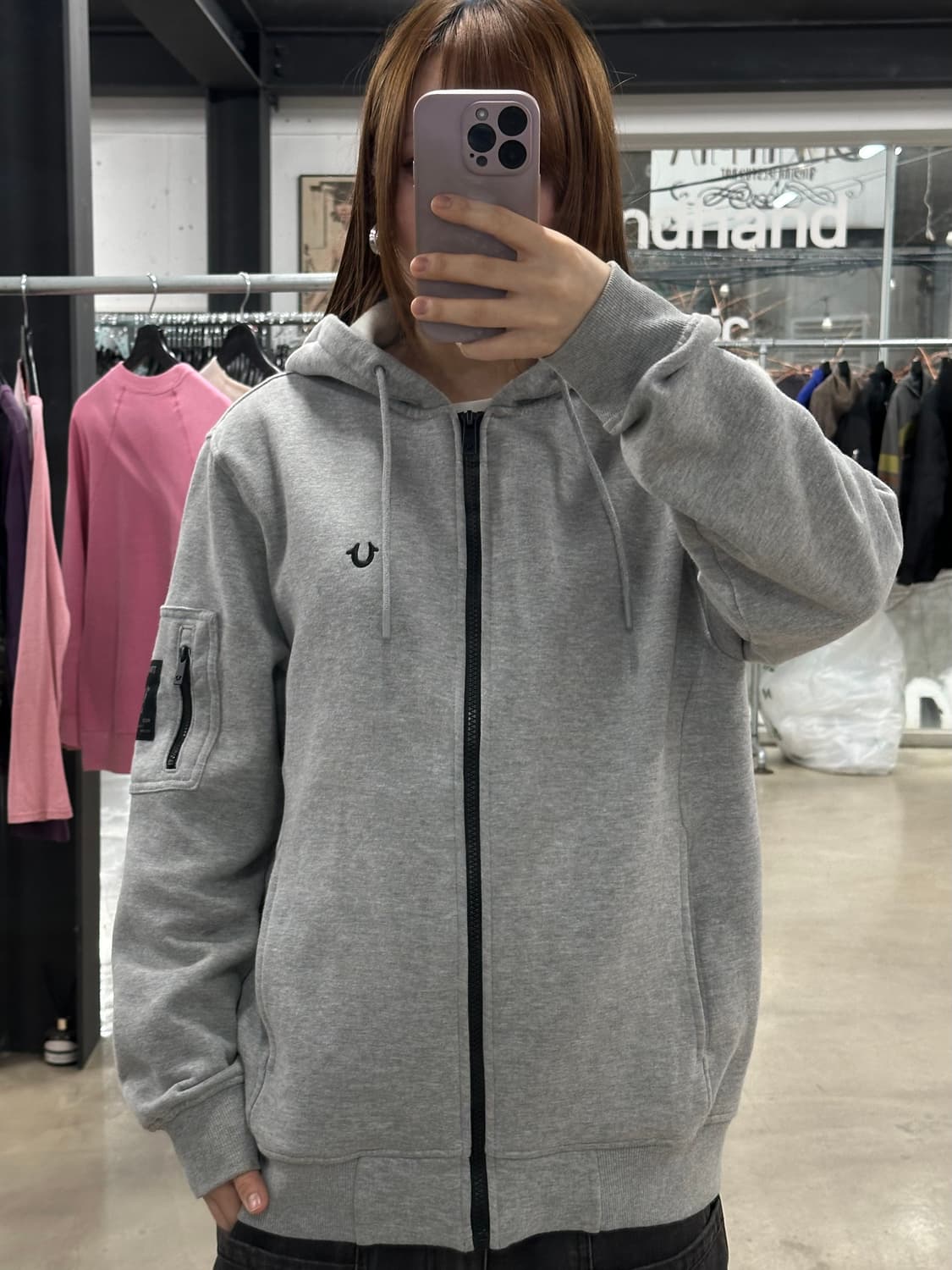 트루릴리전 포켓 패치로고 후드집업 상품이미지2