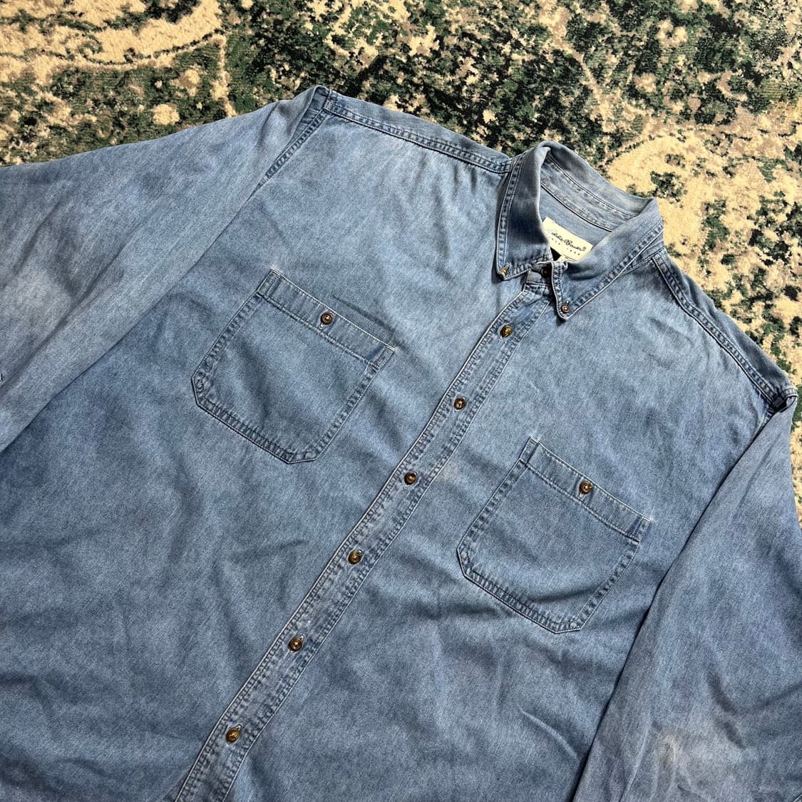 90s Eddie Bauer 에디바우어 투포켓 데님 아메카지 셔츠(XL) 상품이미지2