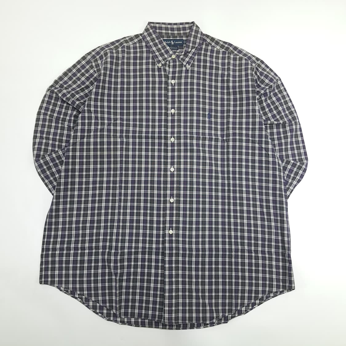 Co898 XL 폴로 랄프로렌 퍼플그린 스몰타탄체크 긴팔 셔츠 남방 상품이미지1