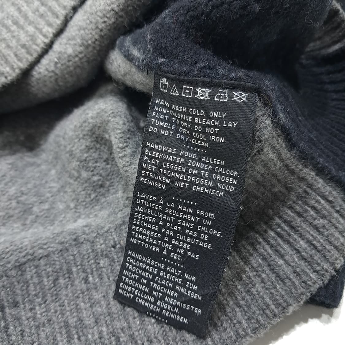 CL048 2XL 할리데이비슨 90S 그레이 블랙 투톤 헤비 울 니트 상품이미지5