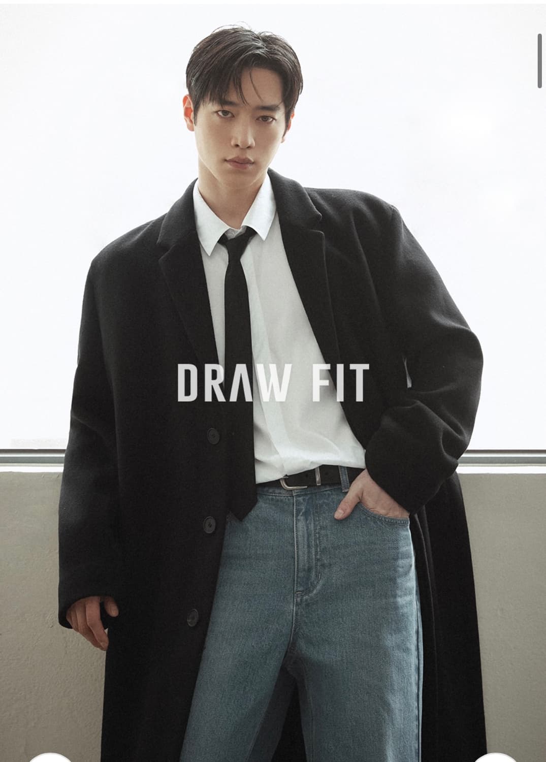 (새상품)(M) 드로우핏 프리미어 퓨어 캐시미어 히든 싱글 코트 블랙 상품이미지1