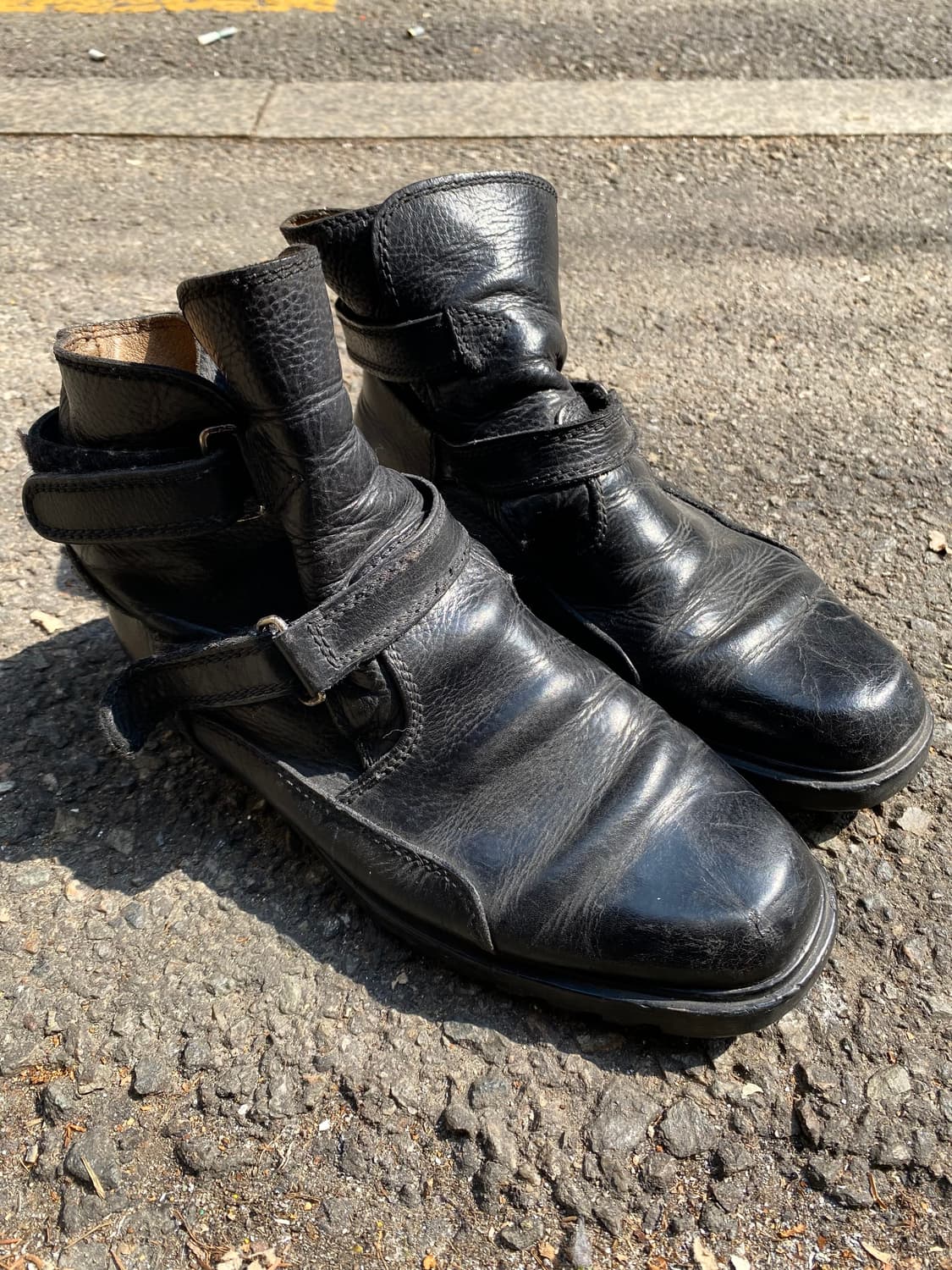 Double strap Black Leather High Boots 상품이미지10