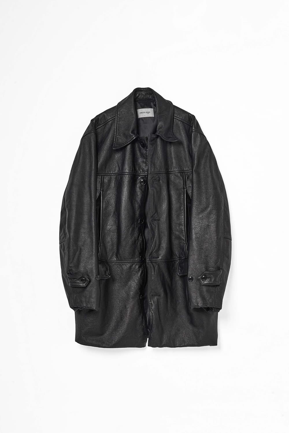 이얼즈어고 레더코트 BLACK WASHED LEATHER CAR COAT 상품이미지1