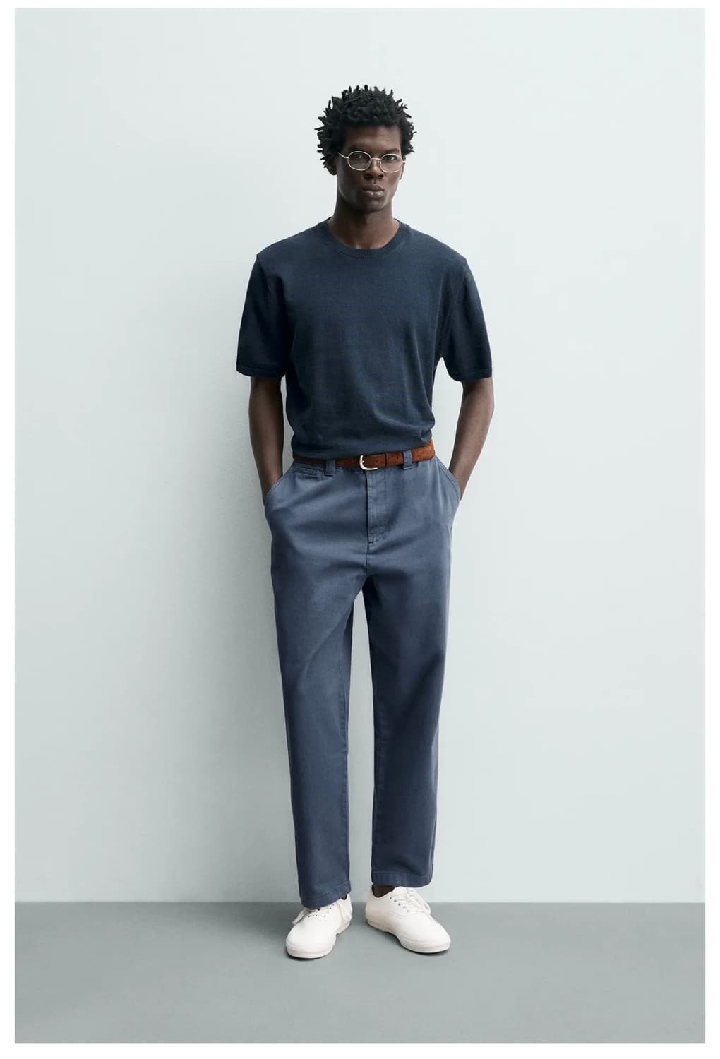 자라 스트레이트핏 워싱치노 팬츠 블루 상품이미지1