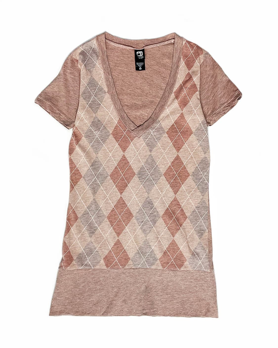 vintage 아가일 패턴 브이넥 티셔츠  상품이미지1