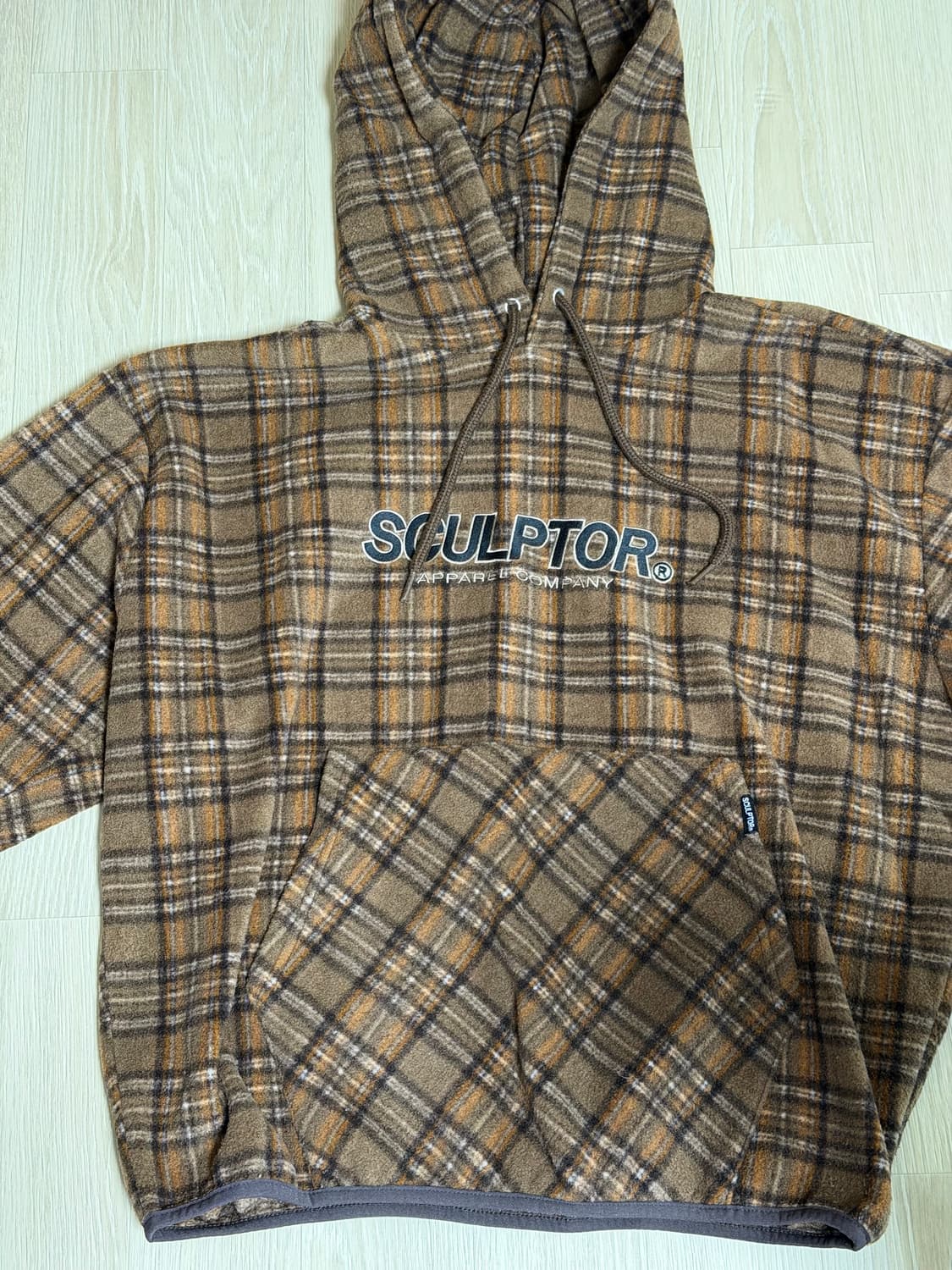 스컬프터 브라운 체크 후리스 후드티 상품이미지9
