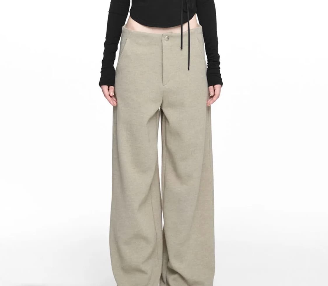 NACHE BASIC KNIT WIDE PANTS BEIGE 상품이미지1