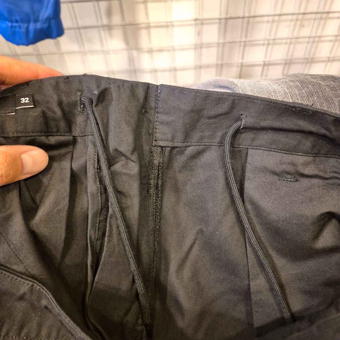 32인치 무신사 블랙 무릎절개 면 와이드팬츠  상품이미지5