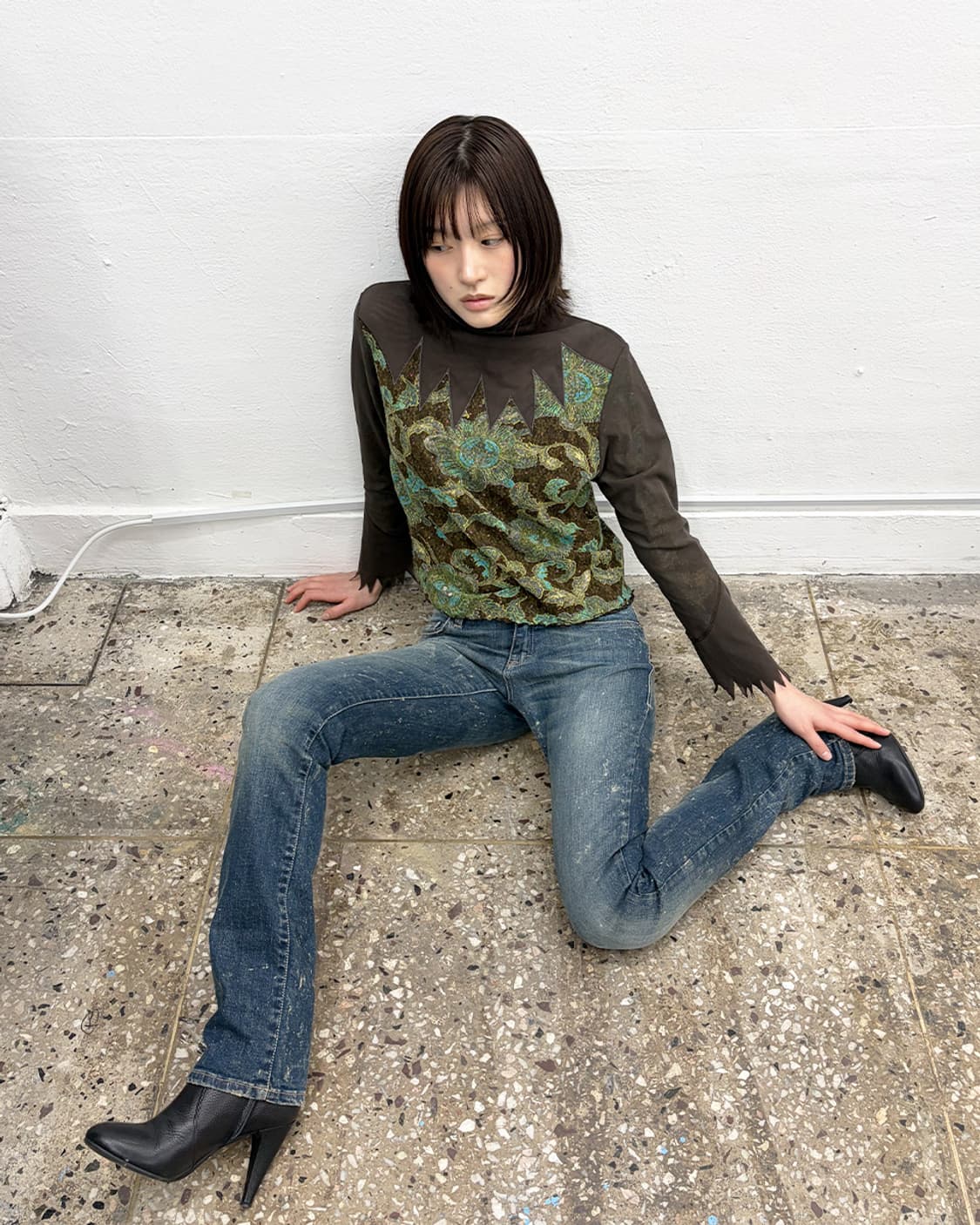 빈티지 패널 플로럴 시어 탑 상품이미지7