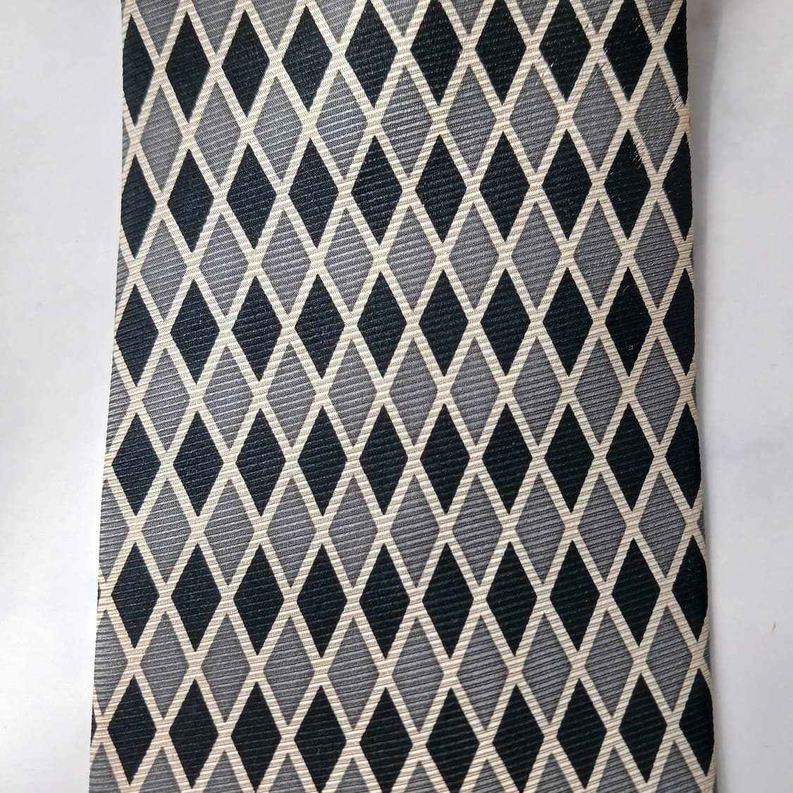 디올 실크 블랙 베이지 기하 패턴 넥타이 9.5cm B등급 E828 상품이미지4