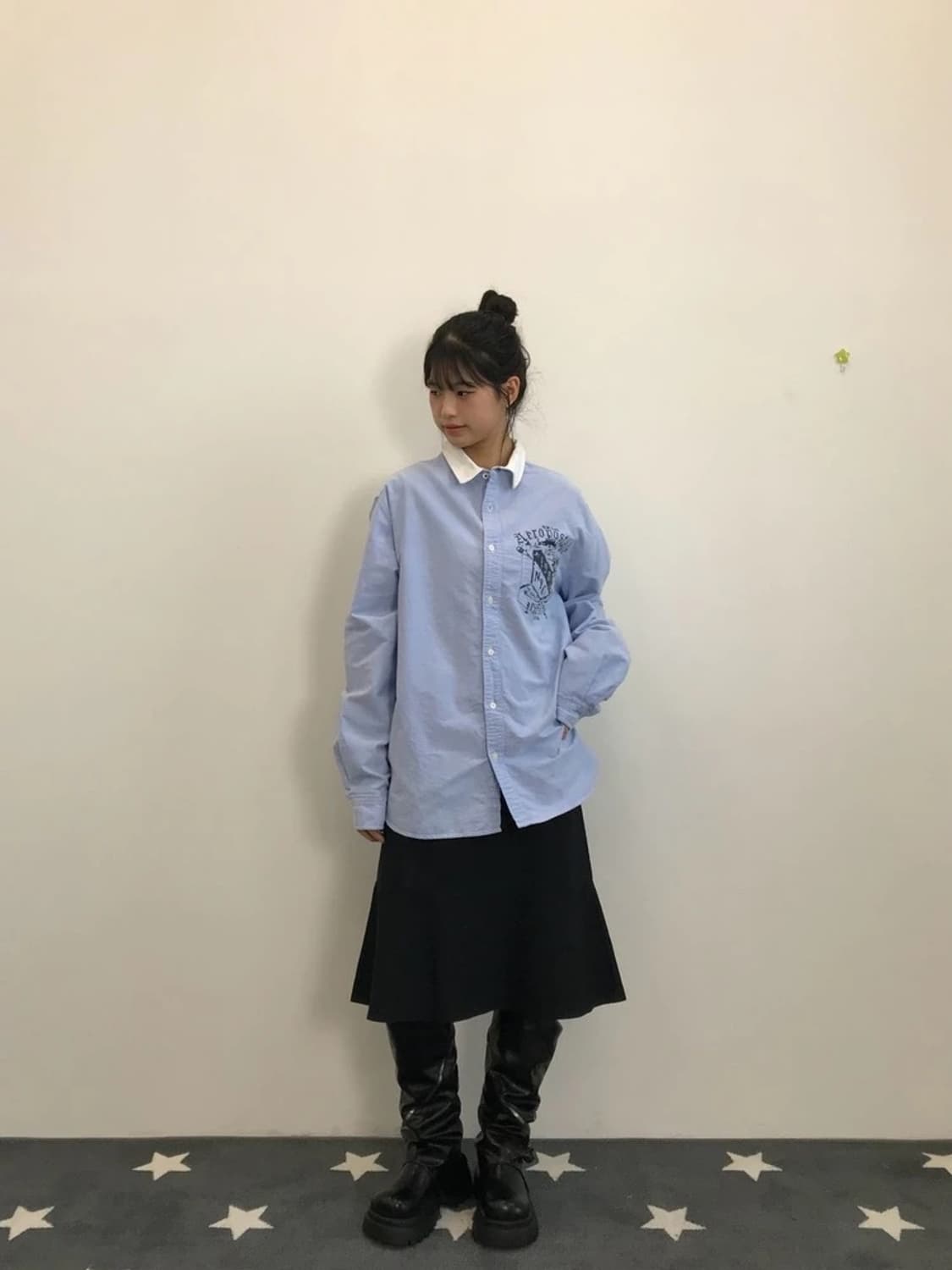 Aeropostale Oxford Shirt Sky Blue Logo 상품이미지1