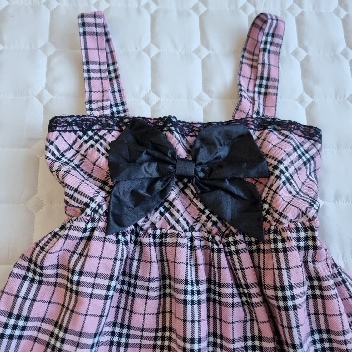 Tralala 트랄라라 딸기우유 체크 리본 뷔스티에 원피스 상품이미지2