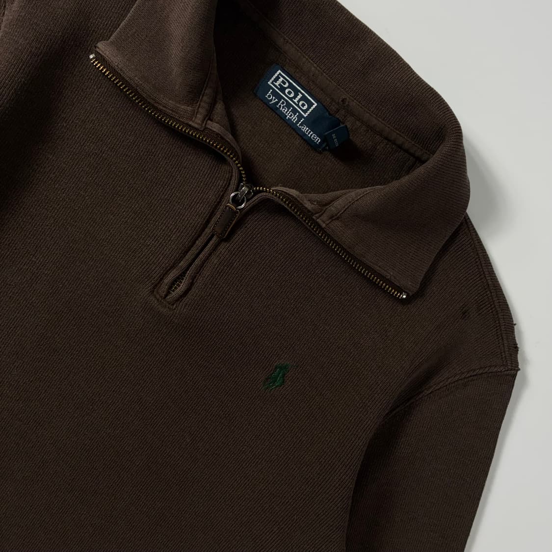 Polo  폴로 랄프로렌 자수 코튼 브라운 반집업 스웨터  상품이미지3