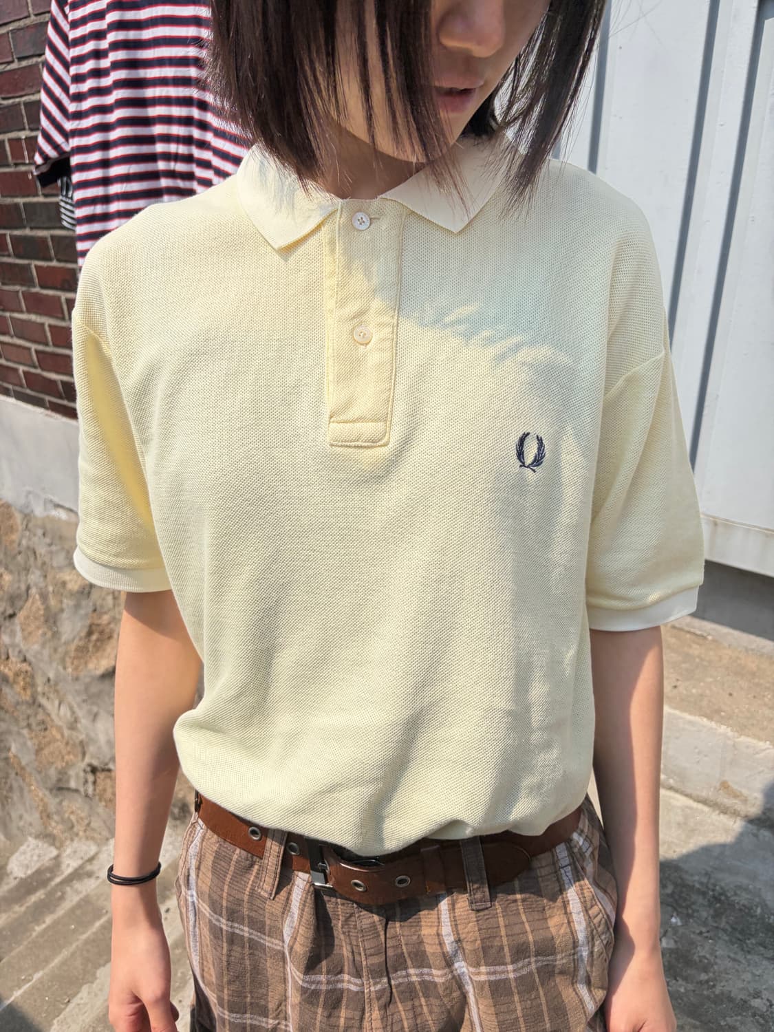 Fred Perry 크림 옐로우 피케 폴로 티셔츠  상품이미지1