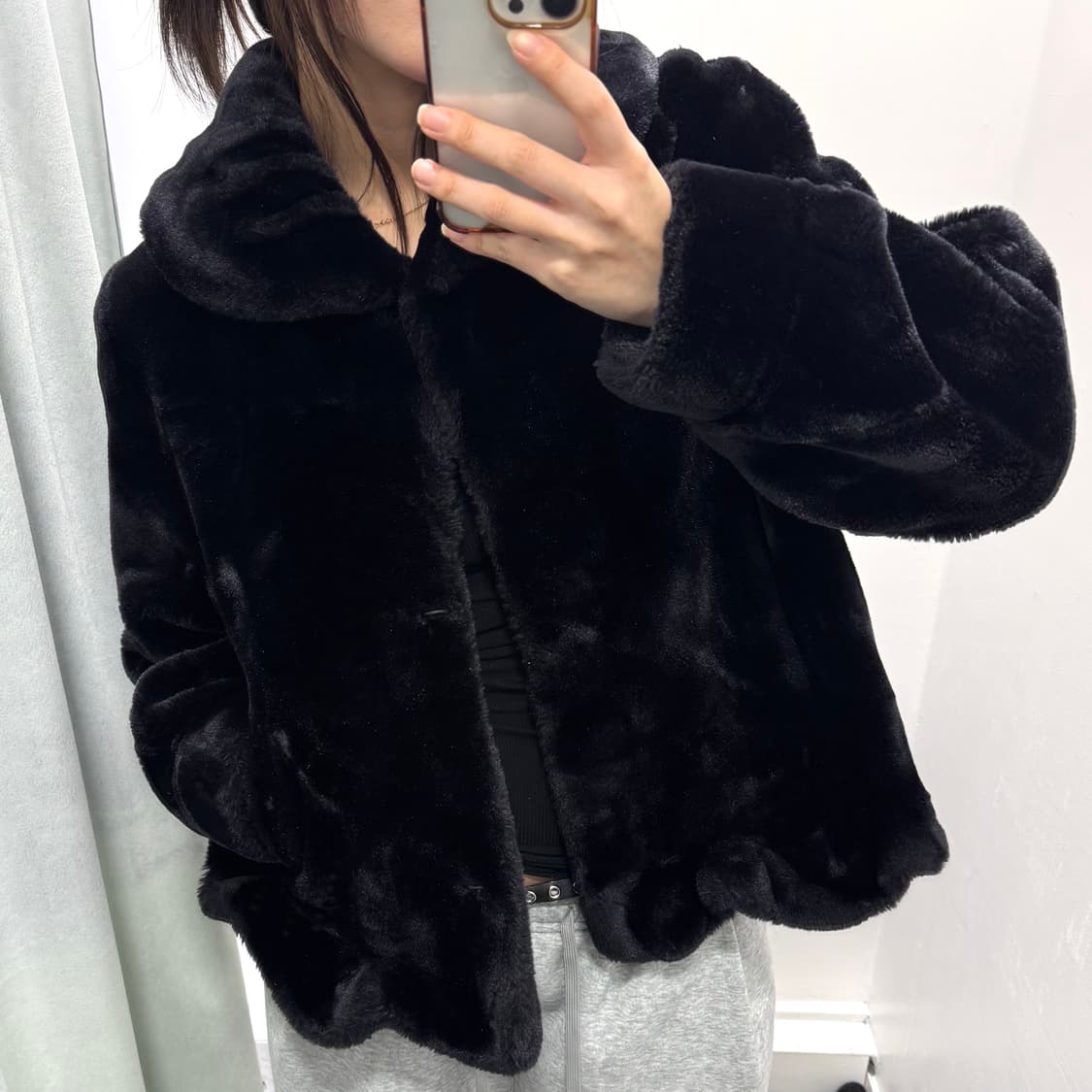 블랙 에코밍크 퍼자켓 상품이미지2