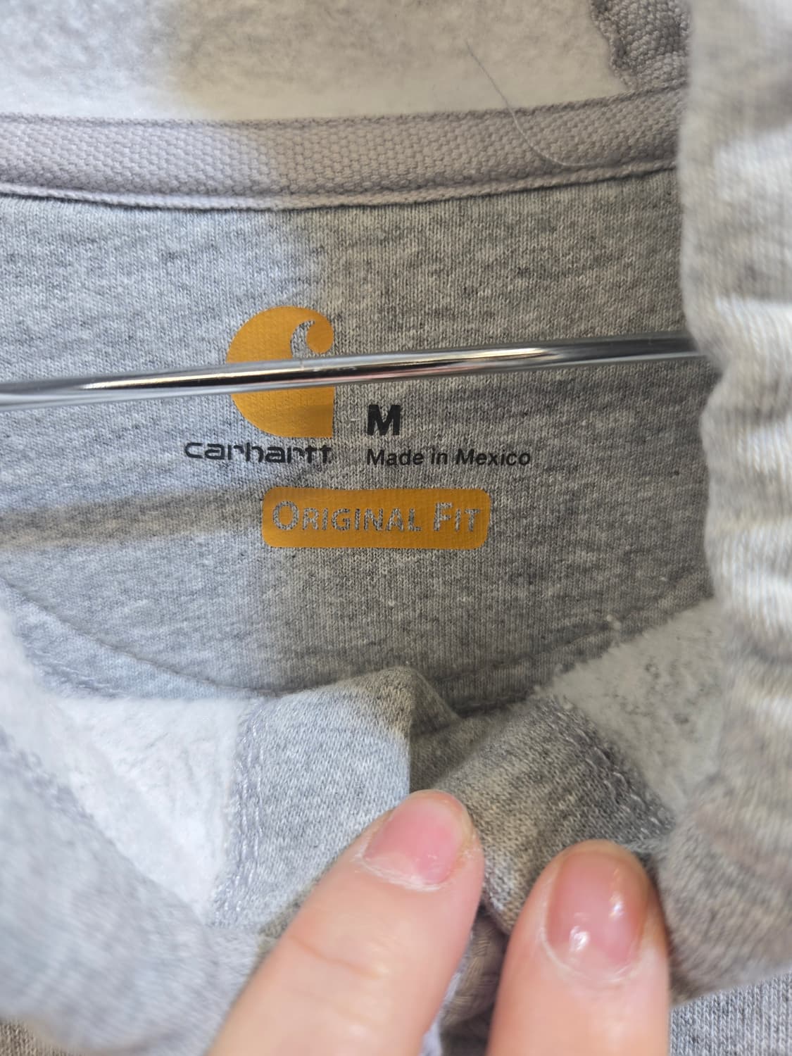 칼하트 그레이 후드티 로고 슬리브 상품이미지3