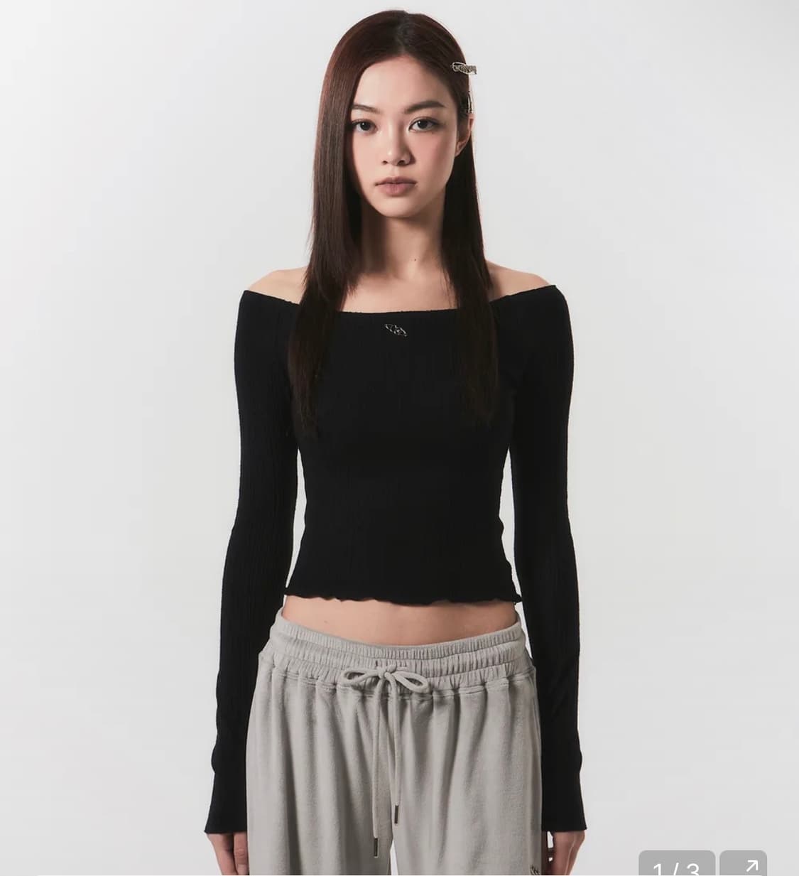 체리퀴리 스무스 오프숄더탑 블랙 상품이미지1