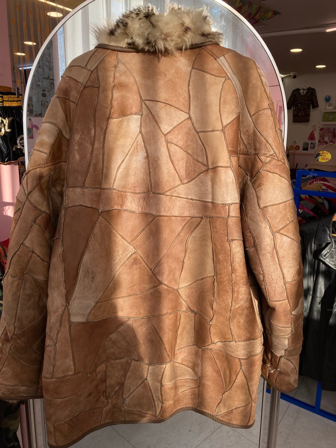 빈티지 패치워크 양모 가죽 코트 상품이미지6