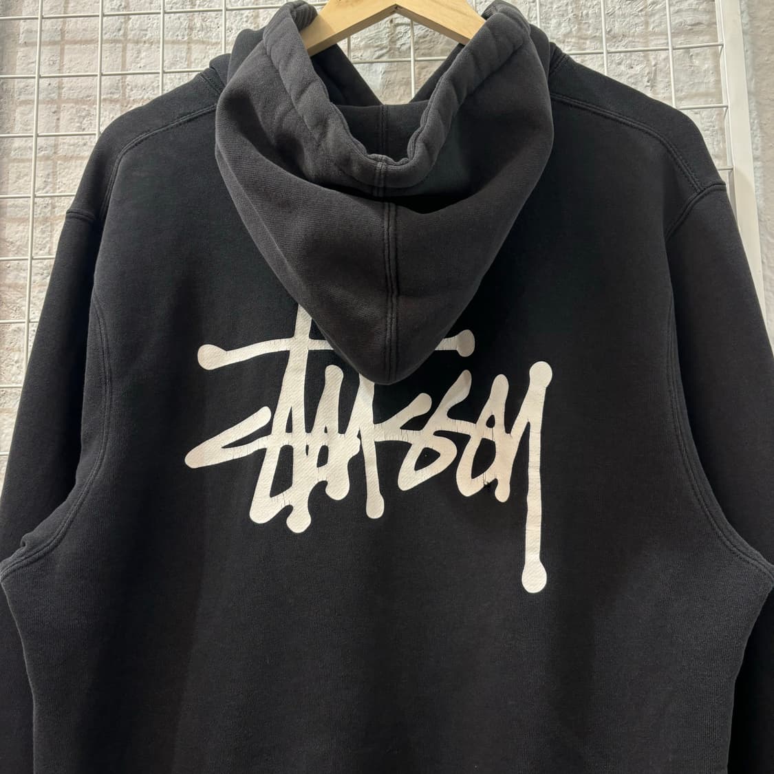 스투시 빅 로고 블랙 후드티 L 상품이미지3