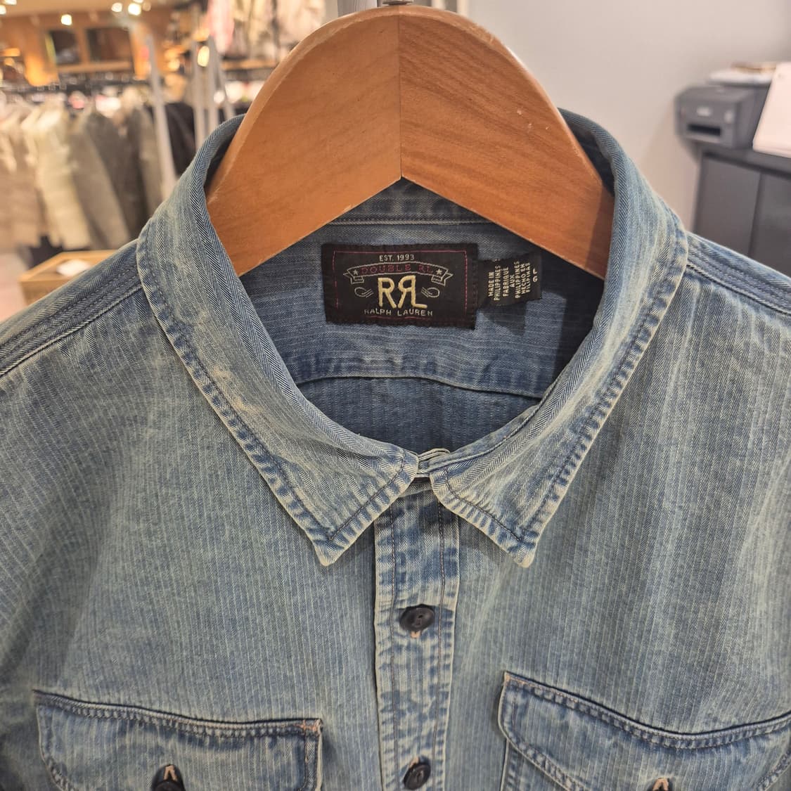 RRL 인디고 헤링본 데님 셔츠 판매 상품이미지2