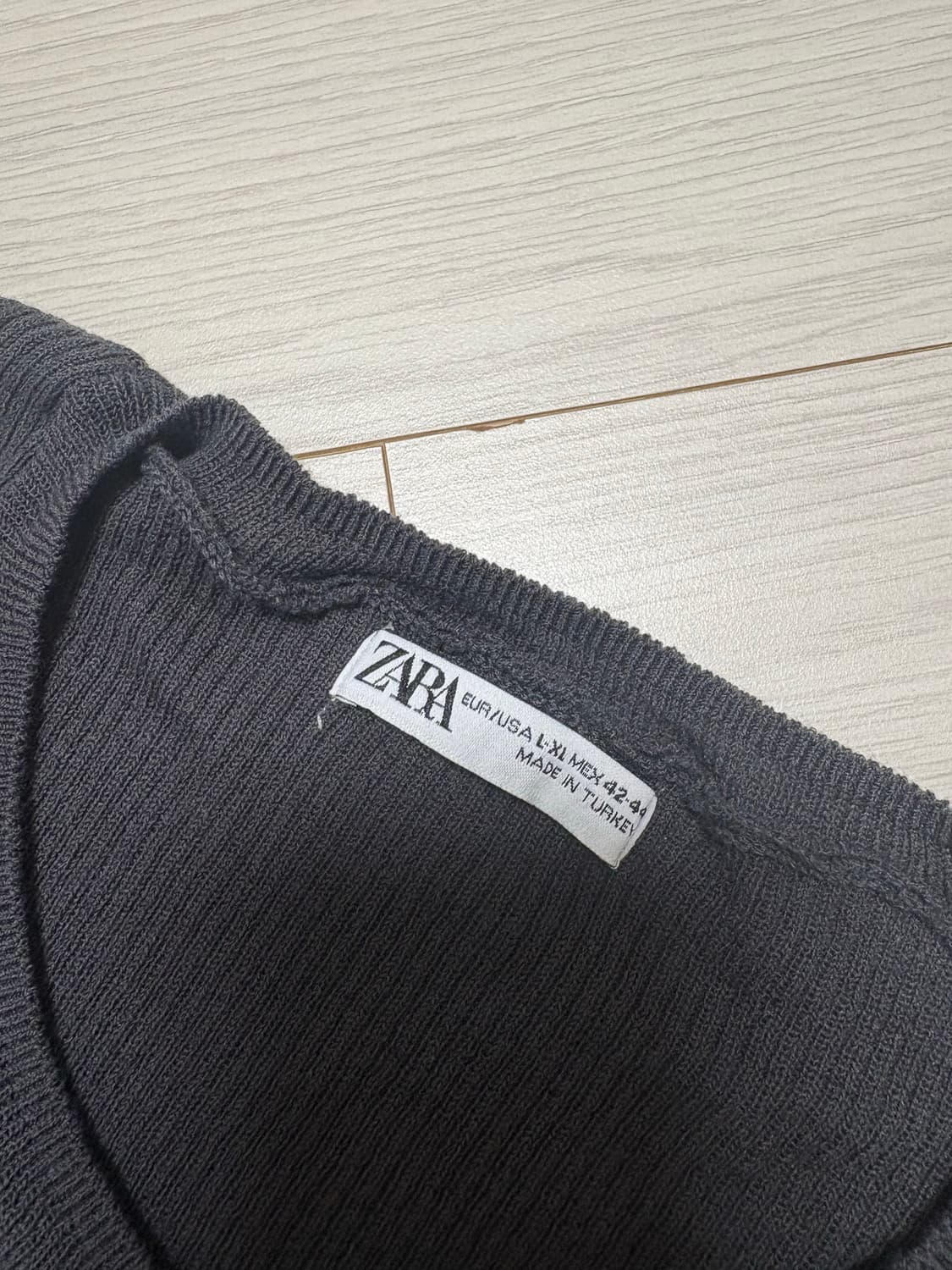 자라 립 슬림 핏 니트 챠콜 L(103-105) 상품이미지2