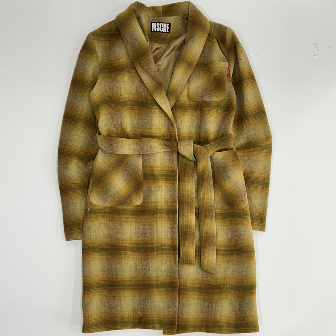 Mischief 미스치프 옐로우 체크 울 맥시 로브 코트  상품이미지3