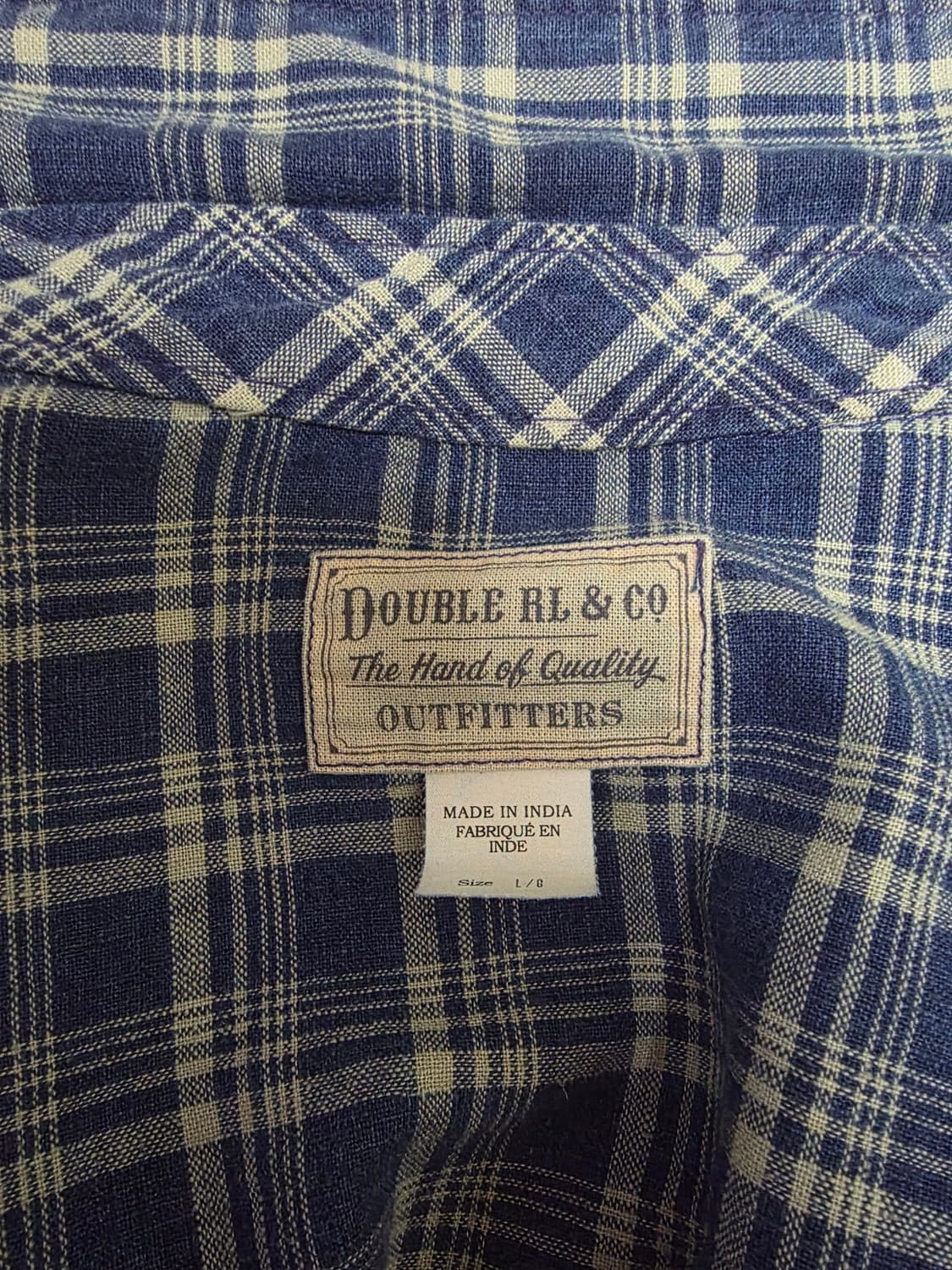 RRL 더블알엘 인디고 체크 린넨 블루종 L 상품이미지3