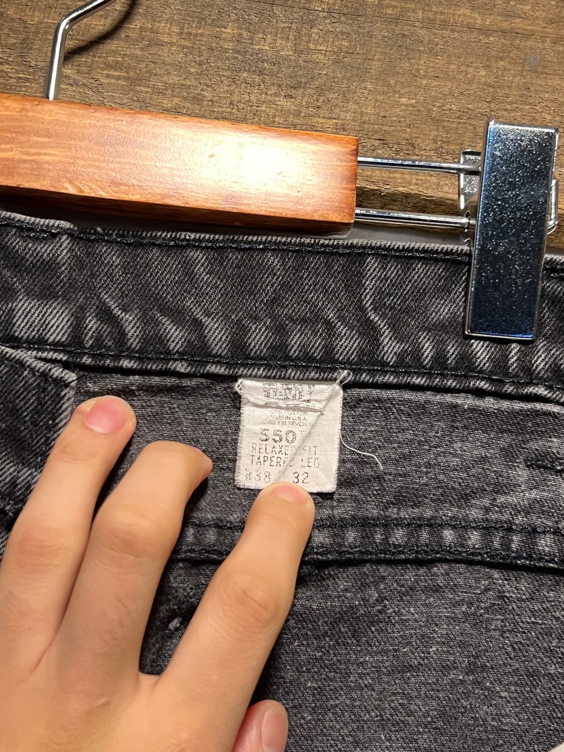 [38]90's 리바이스 오랜지탭 미국제 550 빈티지워싱 흑청 데님팬츠 상품이미지7