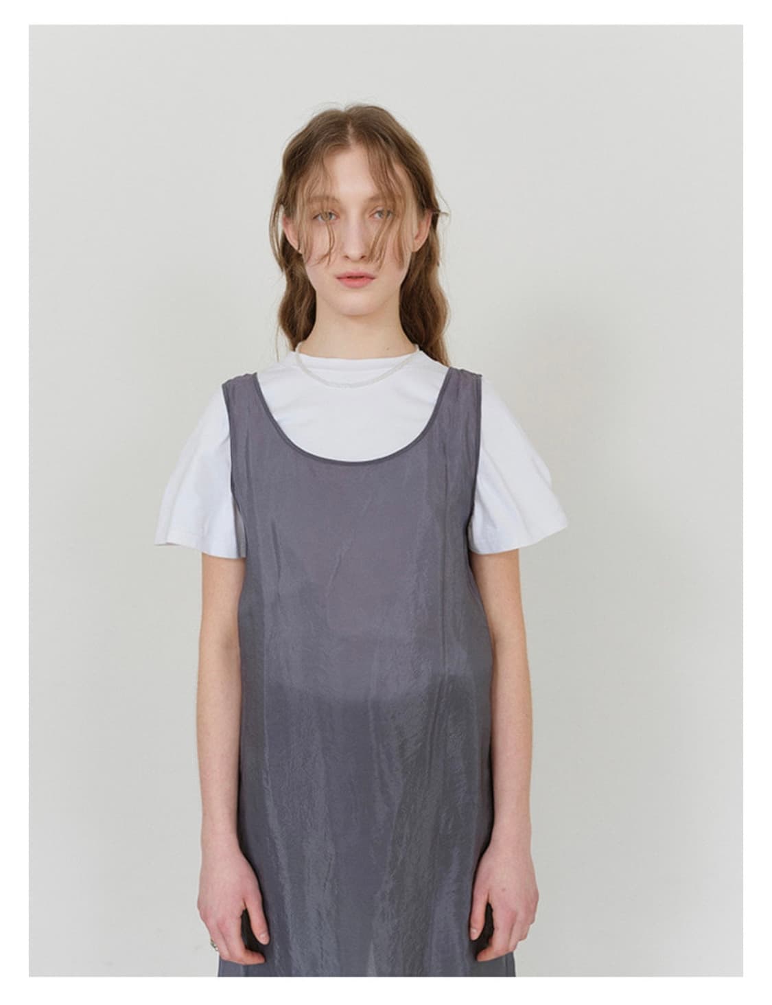 코스모스 실키 슬리브리스 드레스_그레이 상품이미지2