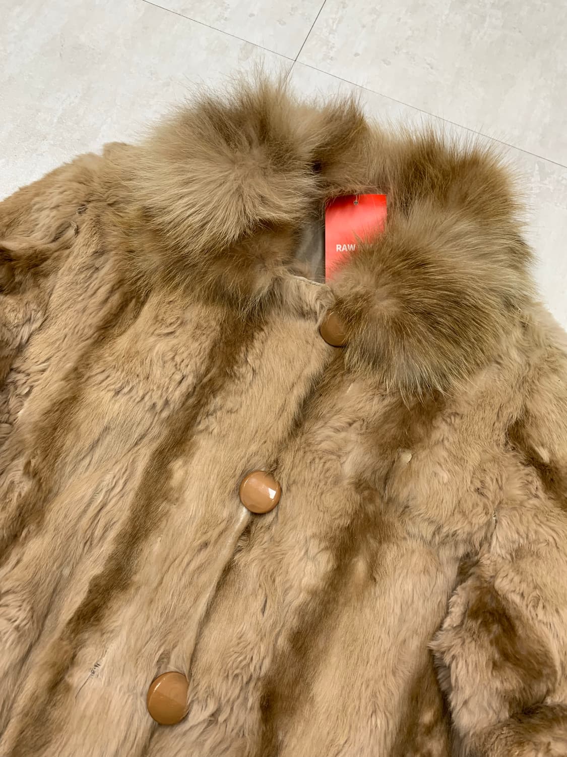 브라운 스트라이프 퍼 자켓 #01 상품이미지2