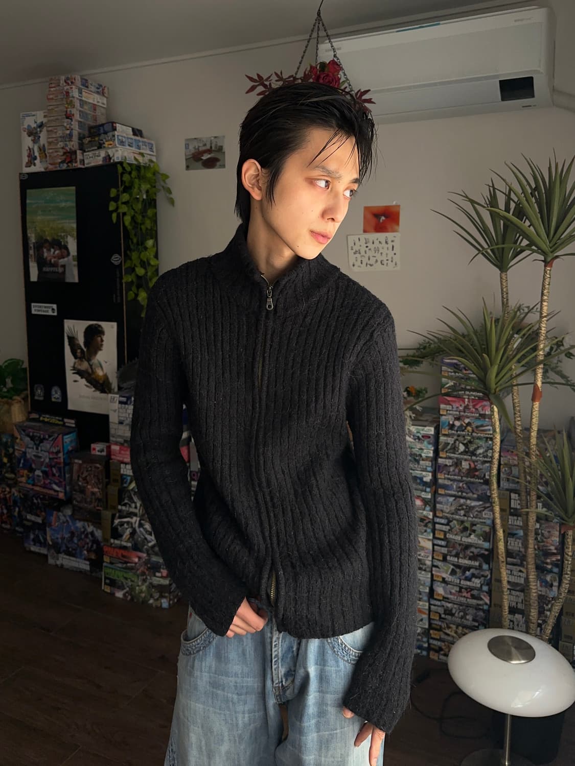 5351 Pour Les Homme 슬림 루즈 니트 집업 상품이미지4