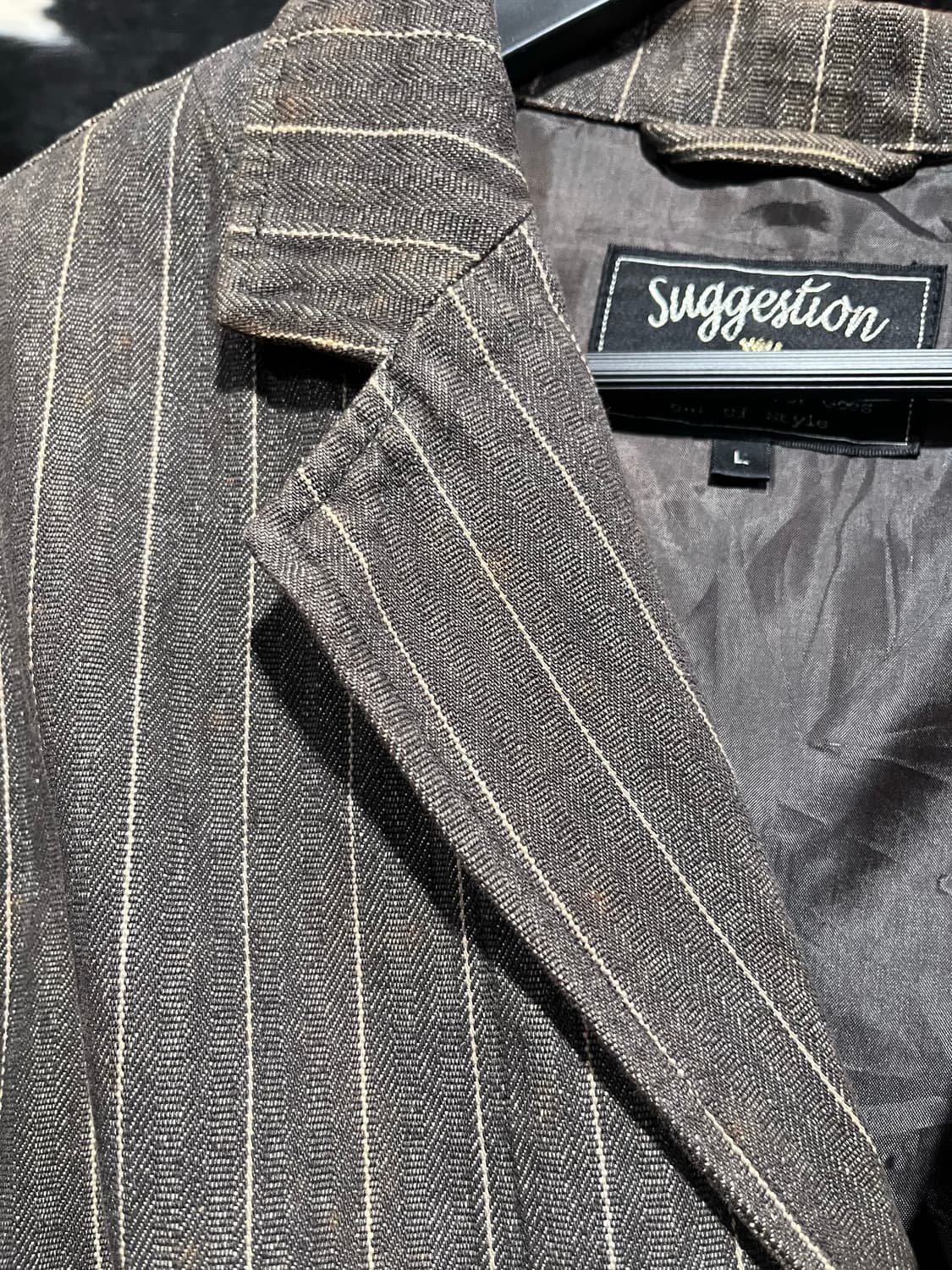 브라운 스트라이프 오버핏 자켓 상품이미지6