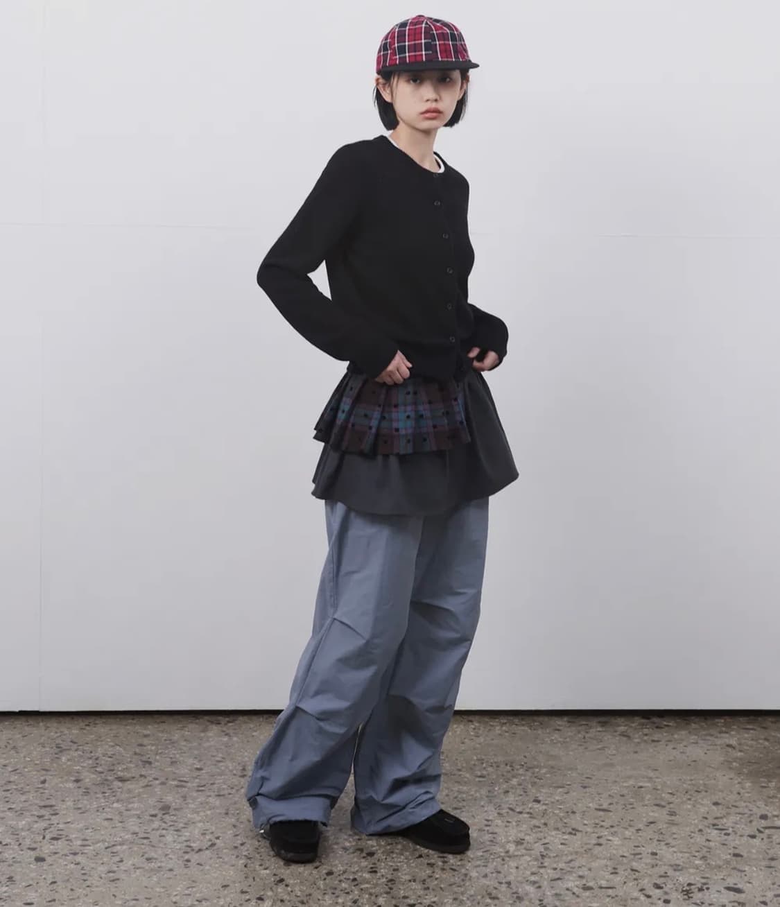 오헤시오 체크 투웨이 미니스커트 퍼플차콜 CHECK TWOWAY MINI 상품이미지3