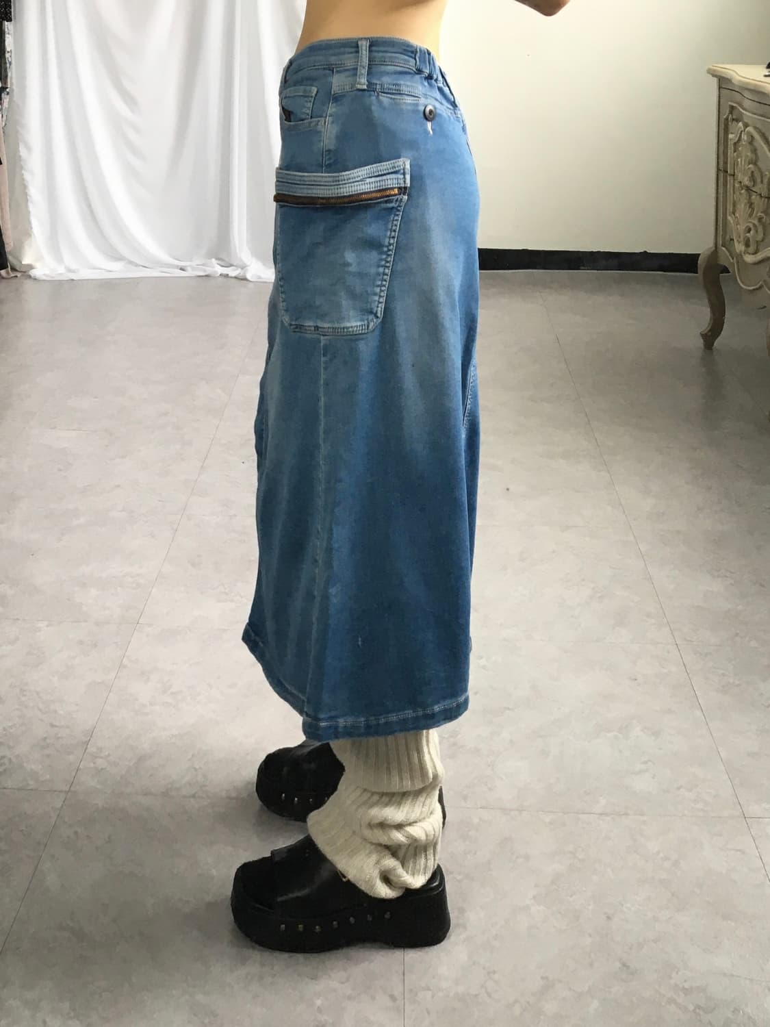 Pocket point washing cotton skirt 상품이미지7