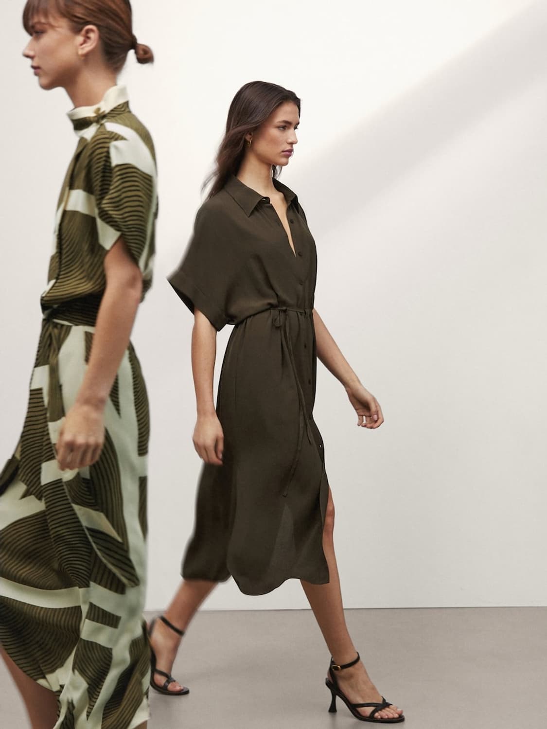 마시모두띠 반팔 셔츠 원피스 카키브라운 상품이미지1