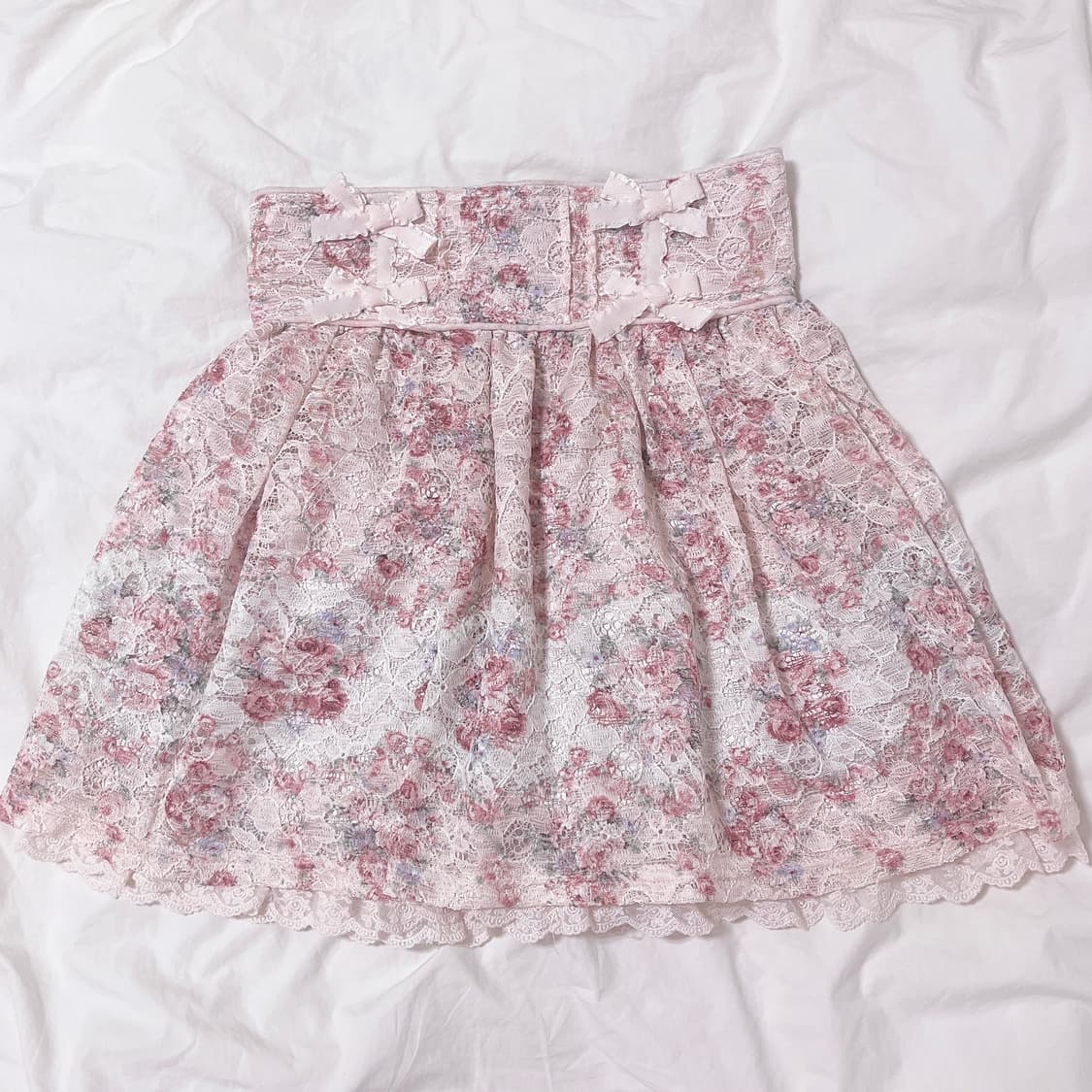 리즈리사 리본 레이스 스커트 스카판 히메갸루 로걀 라떼갸루 빈티지 상품이미지1