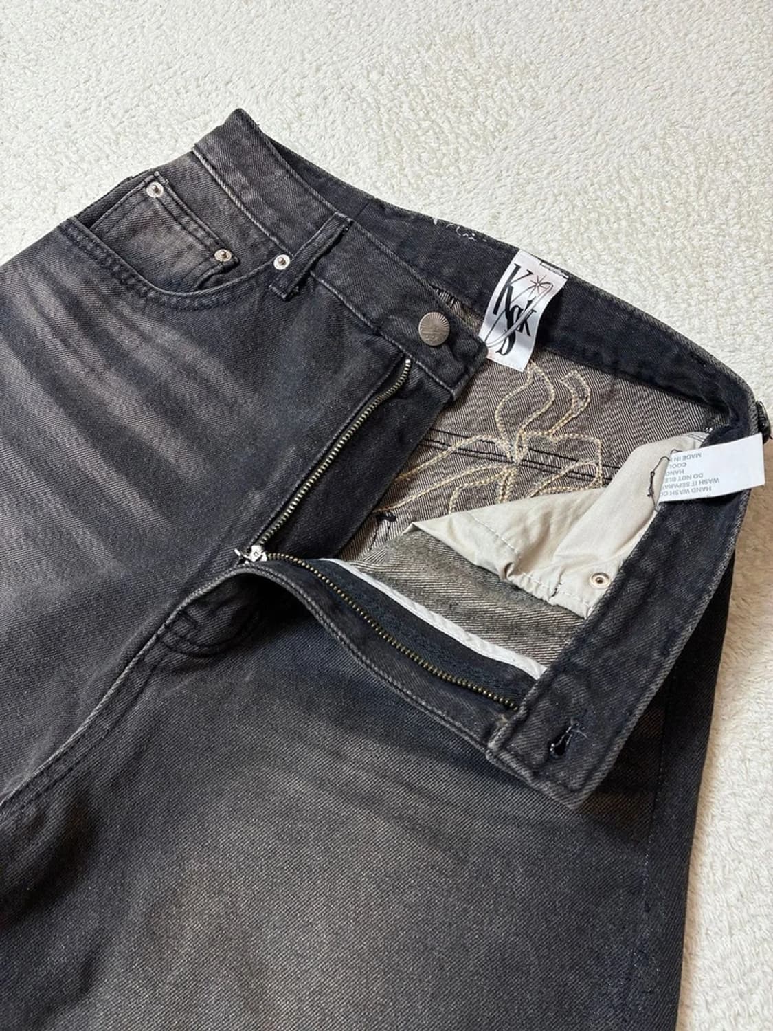 카시코 Kashiko 엠브로이드 논페이드 데님 팬츠 PN6867 상품이미지7