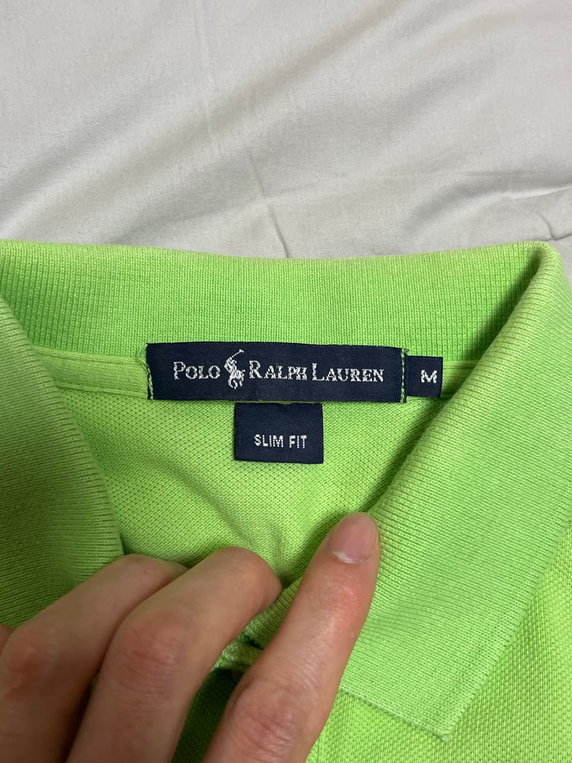 폴로 랄프로렌 빅포니 라임색 슬림핏 카라티 M 상품이미지3