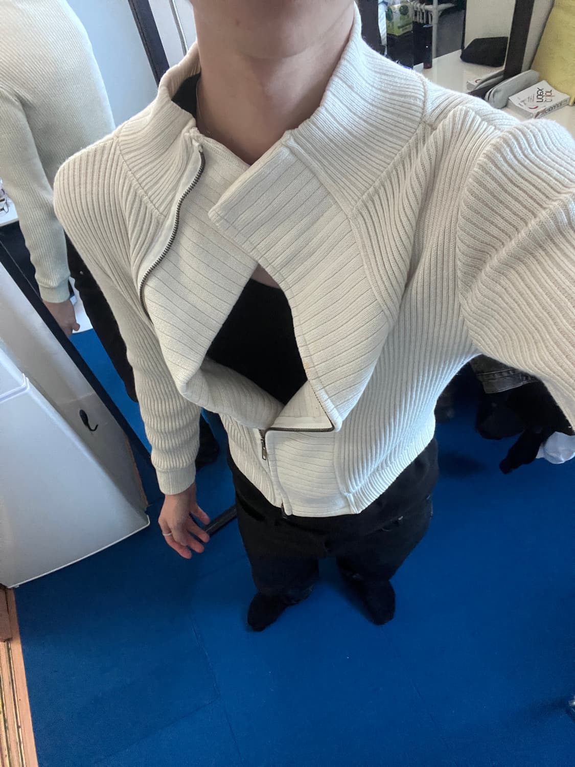 빈티지 비대칭 하이넥 자켓 상품이미지6