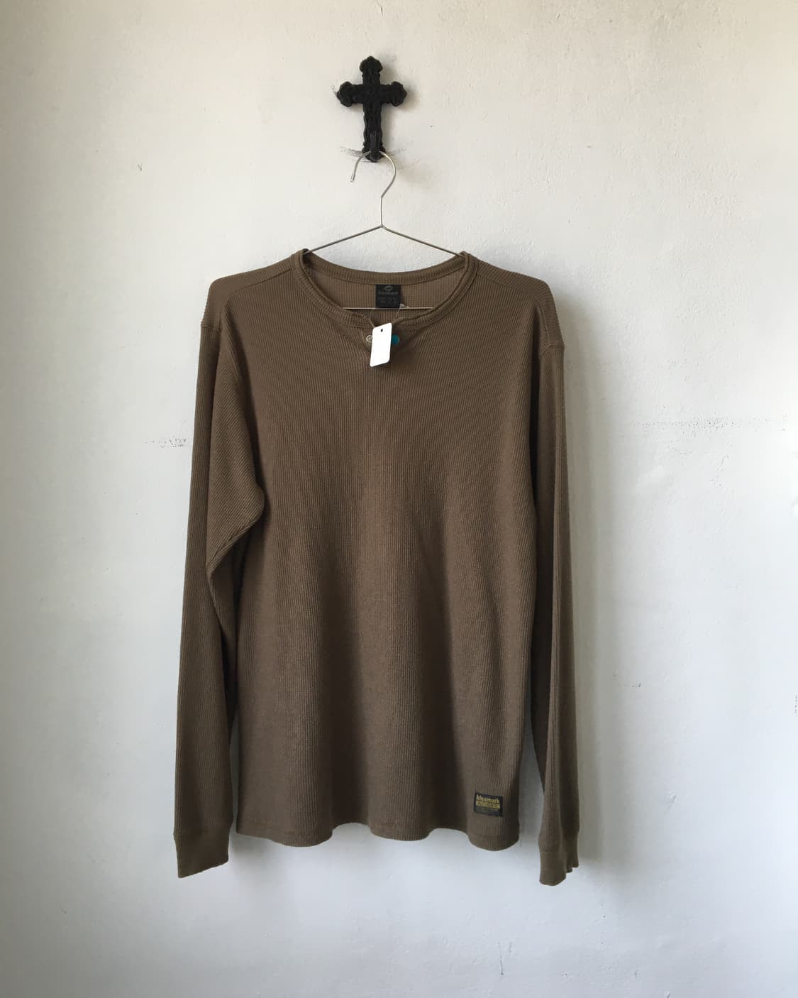 Back printing button point ribbed sleeve 상품이미지2