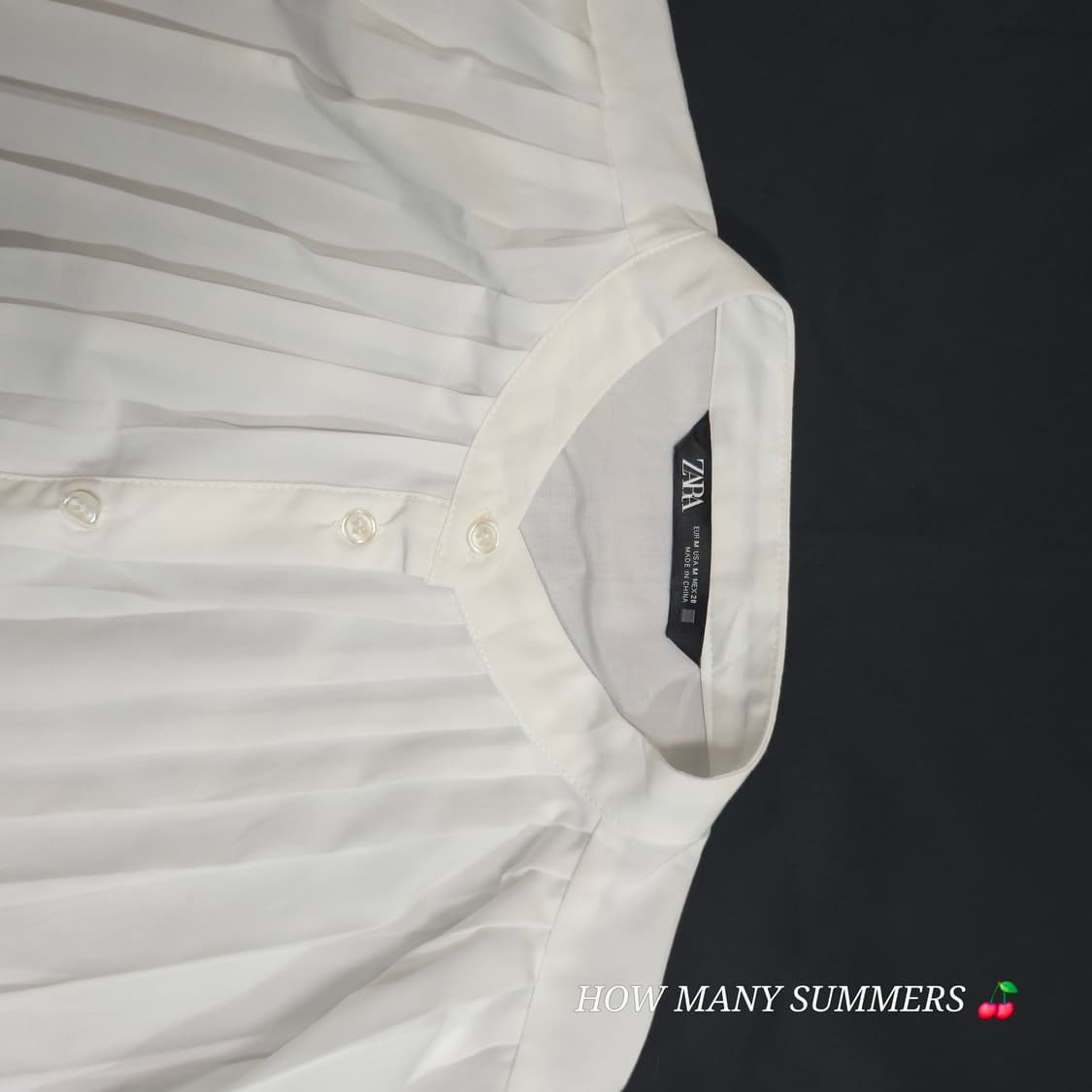 ​ZARA 자라 주름 셔츠 밴드넥 케이프 소매 블라우스 화이트 M 상품이미지9